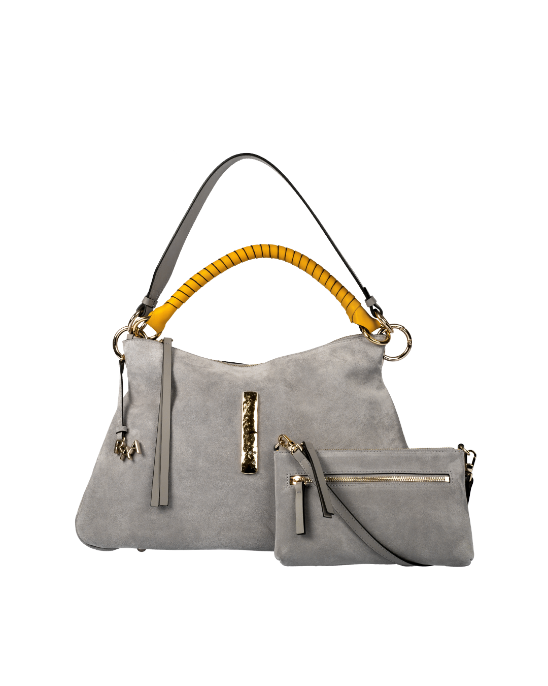 Beija Mist Grey Suede Gold